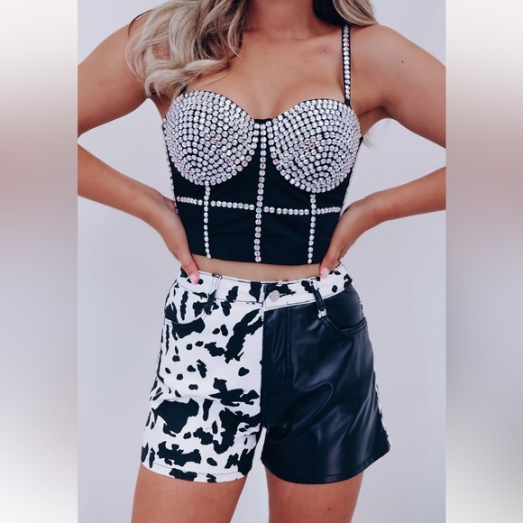 Women’s Black VA-VA-VOOM RHINESTONE CORSET TOP | NEW/NWT!!🖤🪩 - Picture 1 of 6